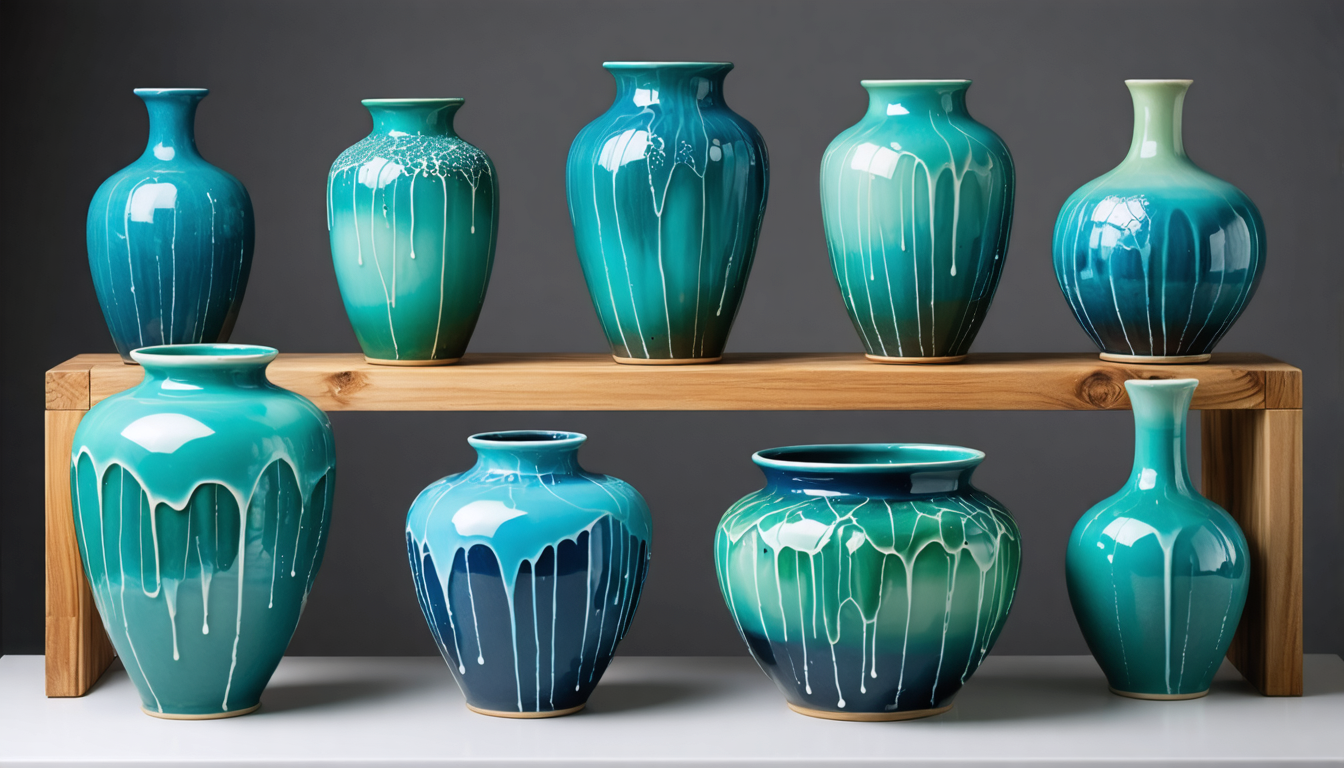 다양한 색상의 도자기 유약